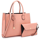 Dasein Medium Satchel with  Hanging Padlock Deco and Matching Wristlet